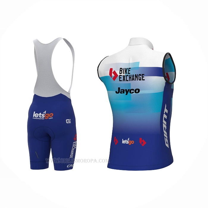 2022 Chalecos Cortavientos Bike Exchange Azul Mangas Corta y Culotte Corto